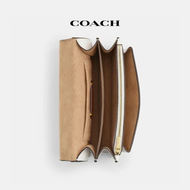 【COACH】蔻馳官方直營 KLARE貝殼印花迷你斜背手袋-IM/粉筆白色 混合色(CBI18)