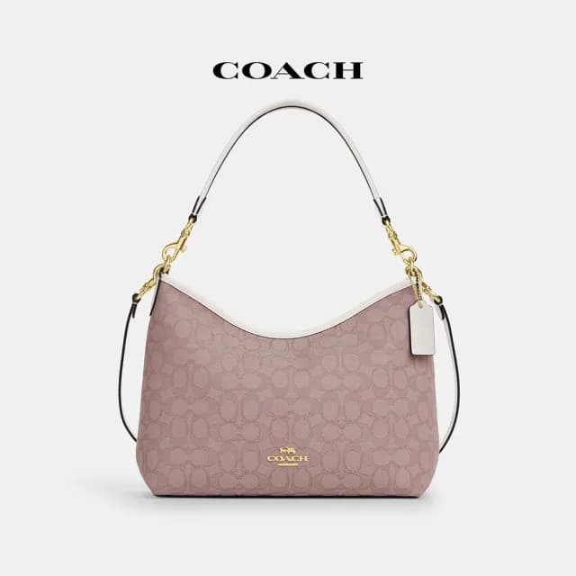 【COACH】蔻馳官方直營 LAUREL經典Logo單肩手袋-IM/粉色(CBS71)