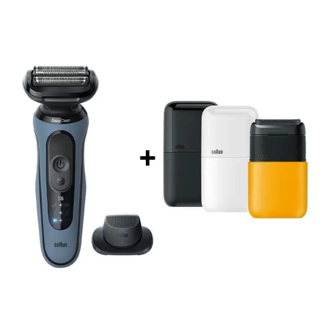 【BRAUN 百靈】智能變速 5系列PRO免拆快洗電動刮鬍刀/電鬍刀 52-A1200s+子彈口袋電動刮鬍刀(獨家組合)