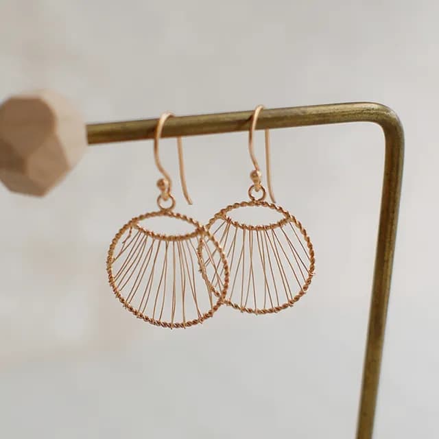 【BLUMA】雙11 925銀線編織圓形耳環 圓夢純銀耳環 玫瑰金/銀色(垂墜式耳飾 法式優雅 飾品禮盒)