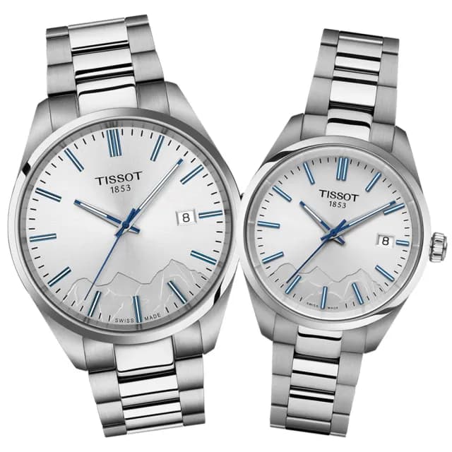 【TISSOT 天梭 官方授權】PR100 少女峰 石英對錶 父親節 禮物  送禮 推薦(T1504101103100+T1502101103101)