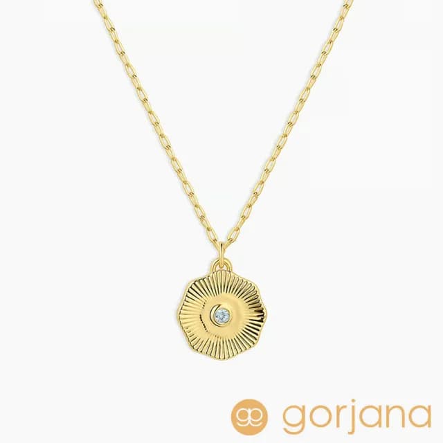 【GORJANA】海藍寶 圓牌幸運項鍊 3月誕生石項鍊 紀念日/生日禮物 簡約百搭(誕生石項鍊)