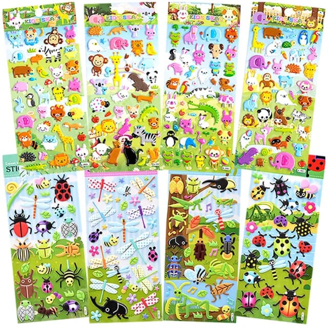 【TDL】卡通立體泡泡貼紙蜻蜓昆蟲動物泡棉立體貼紙玩具4張組 470849/470818(生日禮物 聖誕節 平輸品)