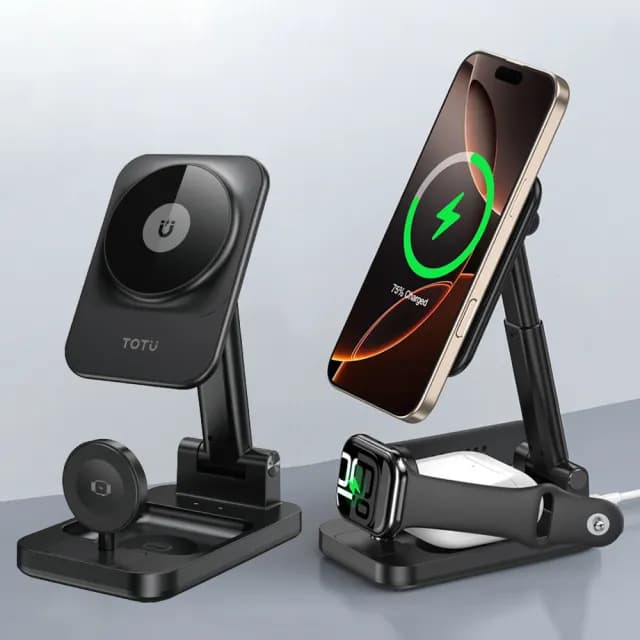 【TOTU】15W 三合一 Magsafe磁吸無線充電座 手機/手錶/耳機同充 多功能充電盤 磁吸充電器(情人節禮物)