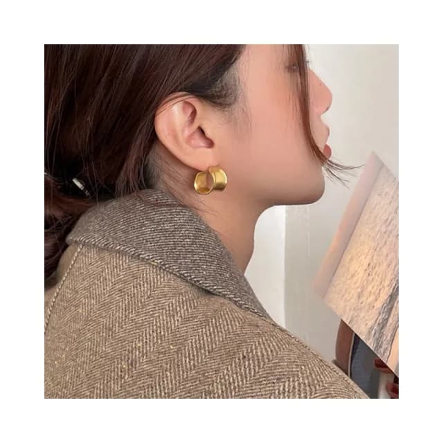 【Turquoise Jewelry】現貨~S925銀耳針高級感個性不規則圈圈C型耳環/金/銀(明星同款/不過敏/送禮推薦)