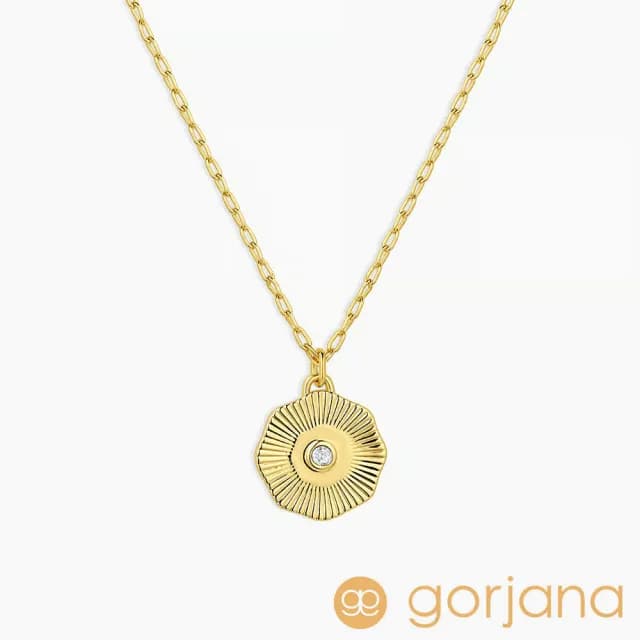 【GORJANA】白色藍寶石 圓牌幸運項鍊 4月誕生石項鍊 紀念日/生日禮物 簡約百搭(誕生石項鍊)