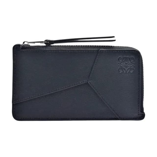 【LOEWE 羅威】經典Puzzle品牌LOGO壓印小牛皮L型拉鍊零錢包/卡夾(黑色C510G17X05-1100)