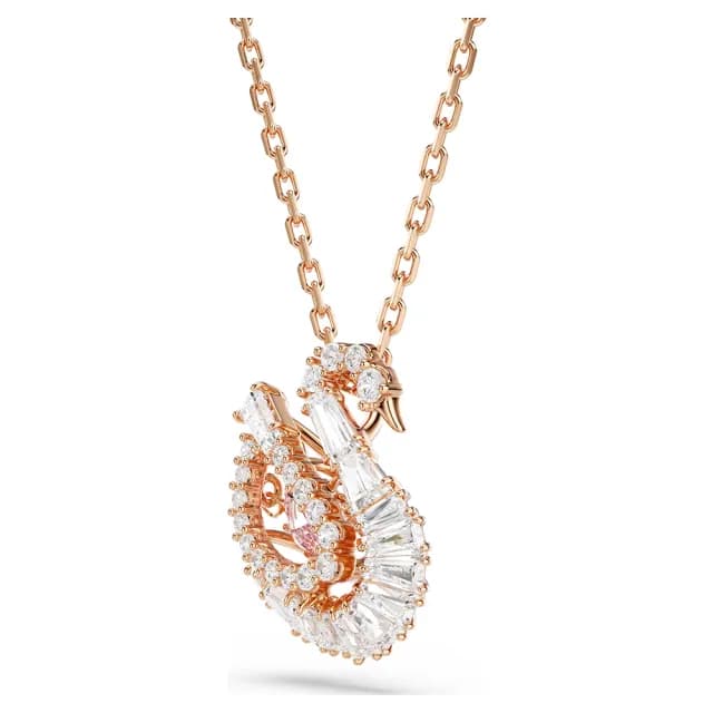 【SWAROVSKI 施華洛世奇】Swan 天鵝優雅律動 粉紅色水晶項鍊(5732414)