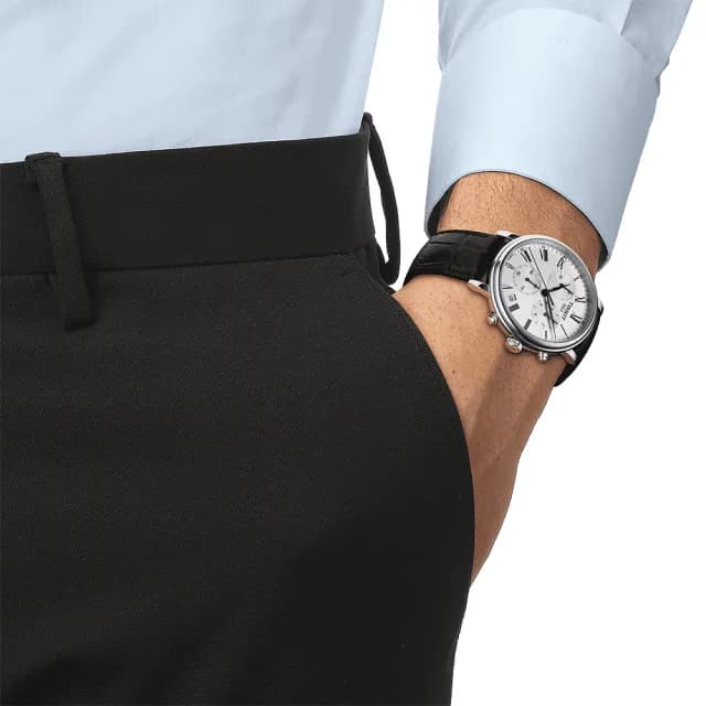 【TISSOT 天梭】Carson 羅馬三眼計時石英錶-41mm 禮物 送禮 推薦(T1224171603300)