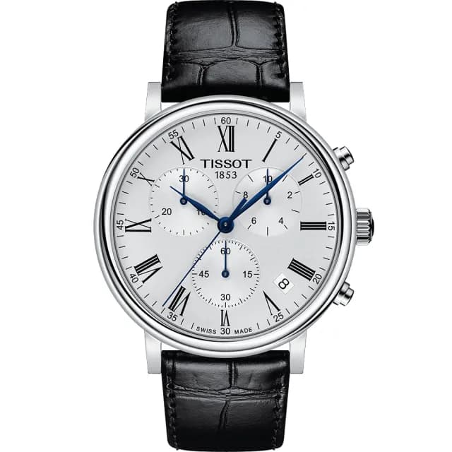 【TISSOT 天梭】Carson 羅馬三眼計時石英錶-41mm 禮物 送禮 推薦(T1224171603300)