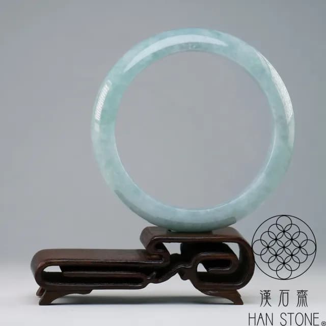 【漢石齋】情人節禮物 天然翡翠A貨 手鐲玉鐲 飄花種(手圍18.6/版寬14.5mm)