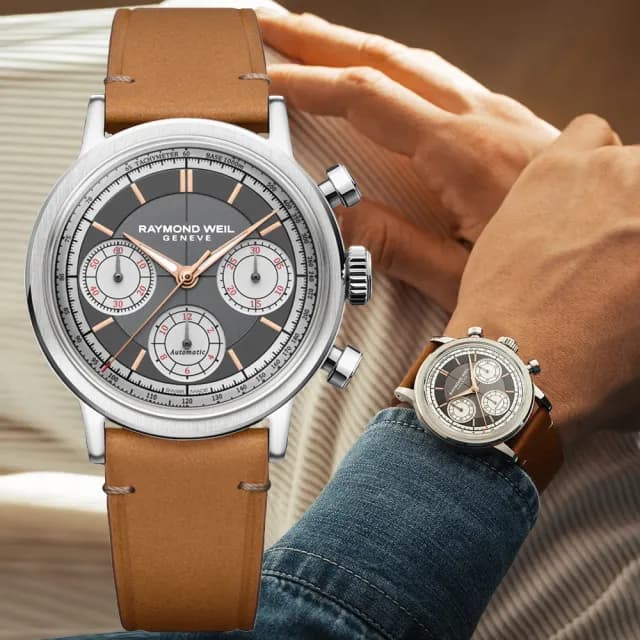 【Raymond Weil 蕾蒙威】Millesime 復古系列 計時機械腕錶 39.5mm 父親節 禮物 送禮 推薦(7765-STC-60651)