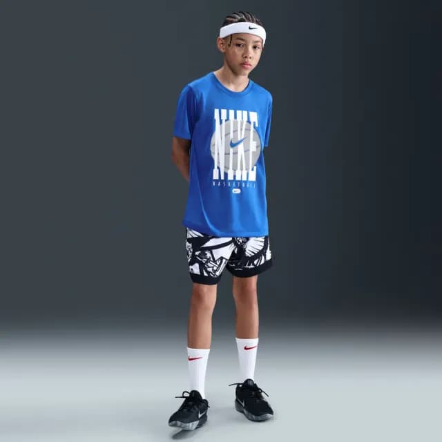 【NIKE 耐吉】短褲 童裝 大童 男女童 球褲 寬鬆版型 K NK DF COURT SHORT COMIC 黑白 HV4154-010