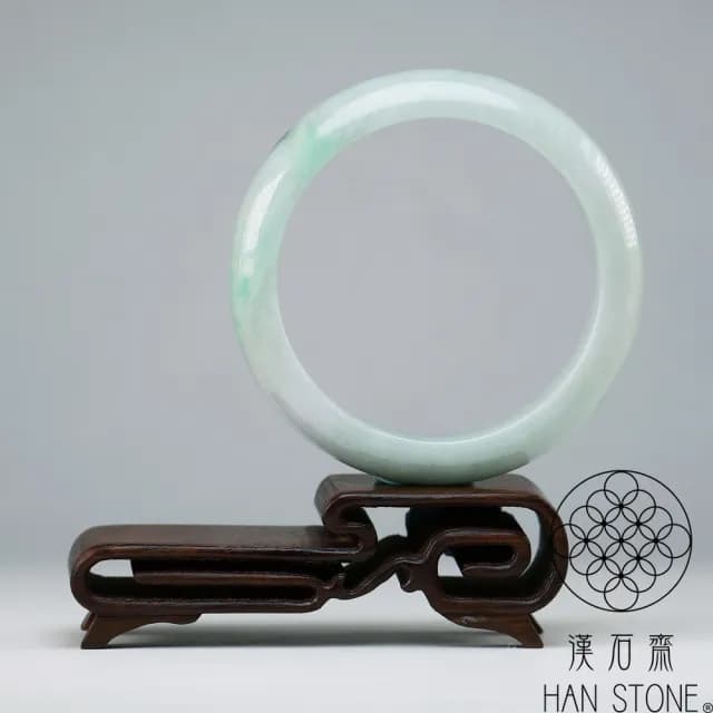 【漢石齋】情人節禮物 天然翡翠A貨 手鐲玉鐲 春帶彩種飄花 福 利 品(手圍16.8/版寬13.8mm)