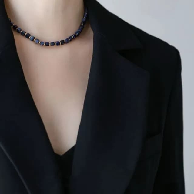 【Penny珮妮】青金石方糖項鍊(母親節 送女友 送閨蜜 情人節 交換禮物 生日 尾牙 新年 結婚)