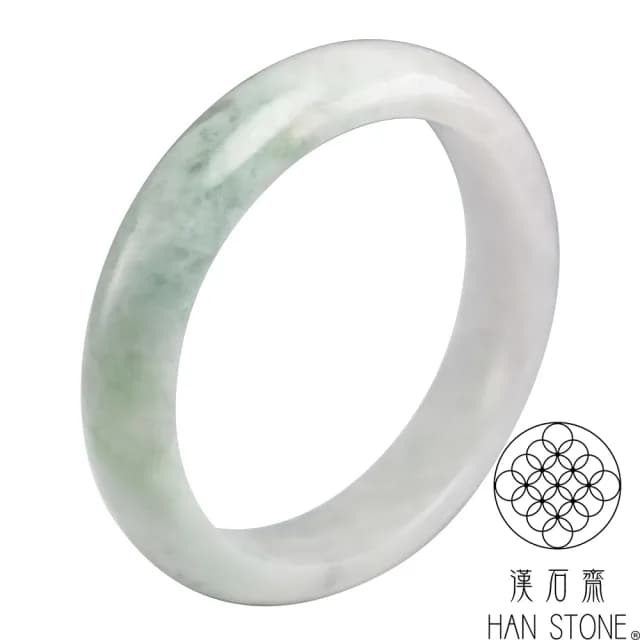 【漢石齋】情人節禮物 天然翡翠A貨 手鐲玉鐲 淺春帶彩種飄花 福 利 品(手圍18.7/版寬14mm)