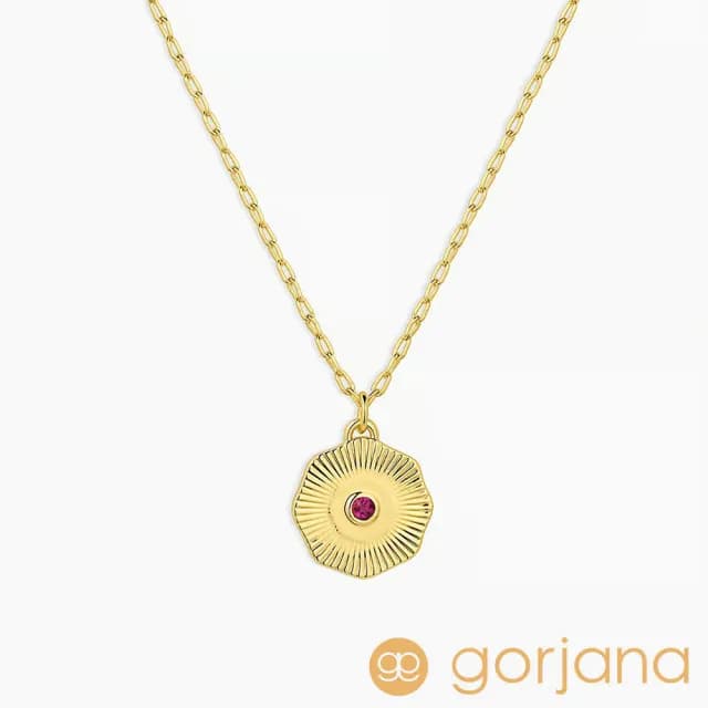 【GORJANA】紅寶石 圓牌幸運項鍊 7月誕生石項鍊 紀念日/生日禮物 簡約百搭(誕生石項鍊)