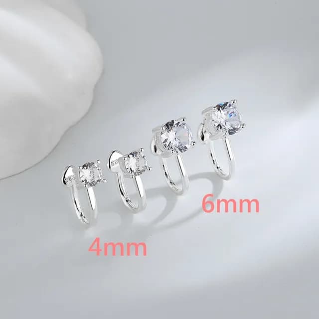 【Emi 艾迷】韓系極簡單鑽耳骨夾耳環(6mm/4mm)