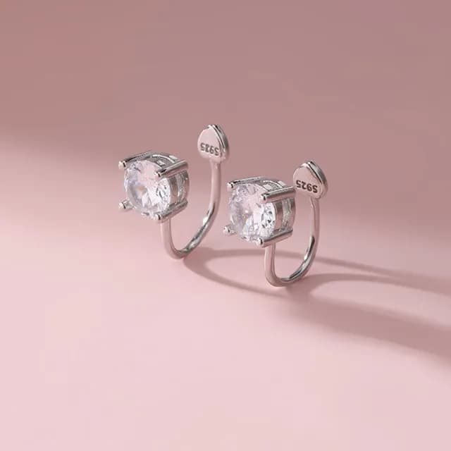 【Emi 艾迷】韓系極簡單鑽耳骨夾耳環(6mm/4mm)