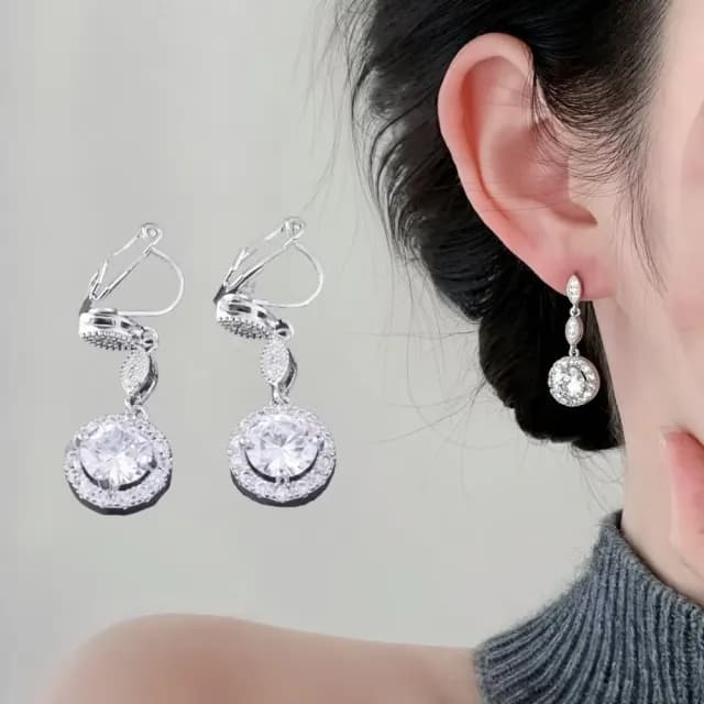 【亮眼必備】無耳洞 韓系驚艷優雅亮鑽垂墜耳夾(耳環 耳夾 夾式耳環 婚禮 禮服 伴娘 洋裝穿搭)
