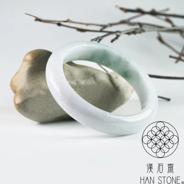 【漢石齋】情人節禮物 天然翡翠A貨 手鐲玉鐲 飄花種 福 利 品(手圍17.6/版寬13.4mm)