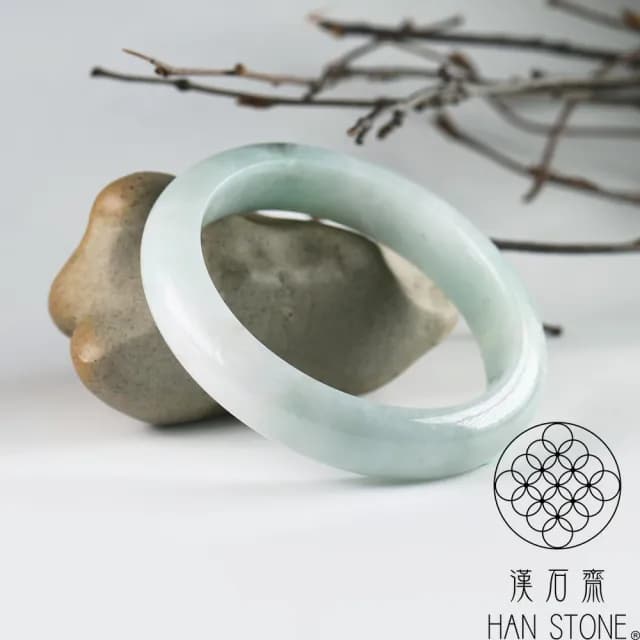 【漢石齋】情人節禮物 天然翡翠A貨 手鐲玉鐲 飄花種(手圍18.3/版寬12.6mm)