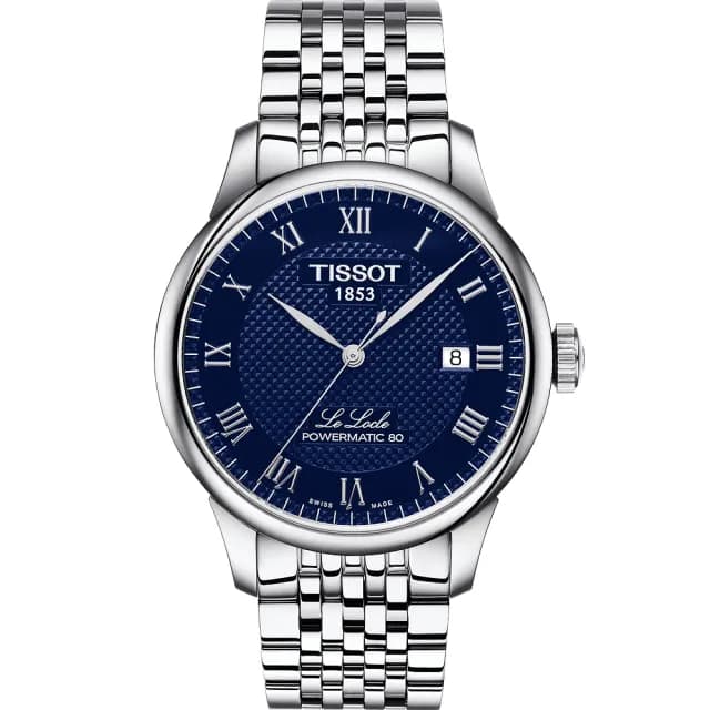 【TISSOT 天梭】Le Locle 力洛克80小時動力儲存機械錶-藍/39mm 七夕 情人節禮物(T0064071104300)
