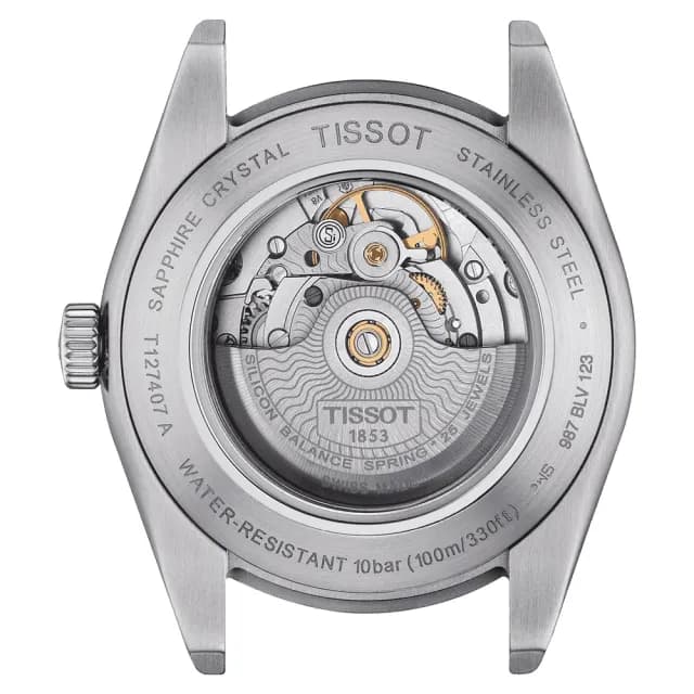 【TISSOT 天梭】GENTLEMAN 80小時矽游絲紳士機械手錶-綠 七夕 情人節禮物(T1274071109101)