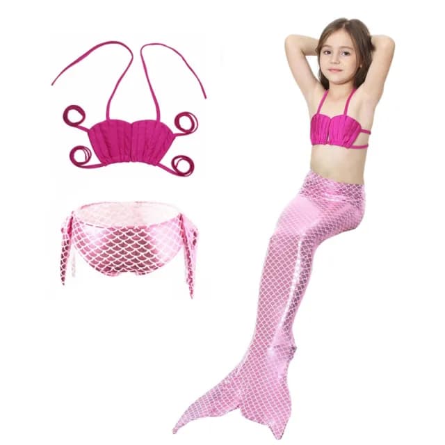 【橘魔法】美人魚泳裝套裝(三件式 拍照 攝影 造型服 角色扮演 兒童 泳衣 泳裝 童裝 女童)