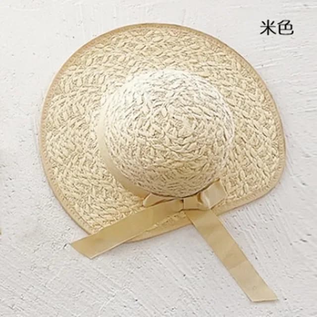 【橘魔法】粗麻花編織蝴蝶結草帽(帽子 草帽 遮陽帽 防曬帽 配件 夏天 海邊 童裝 女童)