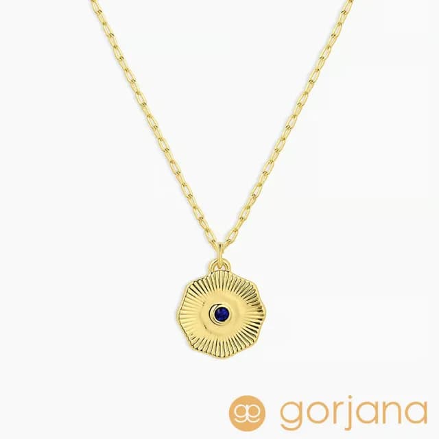 【GORJANA】藍寶石 圓牌幸運項鍊 9月誕生石項鍊 紀念日/生日禮物 簡約百搭(誕生石項鍊)