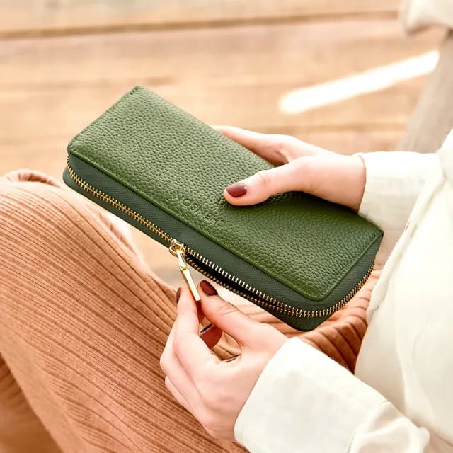 【CHENSON】雙11  12卡風琴卡層包覆式長夾 錢包 皮夾(W21425)