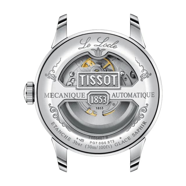 【TISSOT 天梭】Le Locle 80小時動力儲存開芯鏤空機械錶-銀 七夕 情人節禮物(T0064071103302)