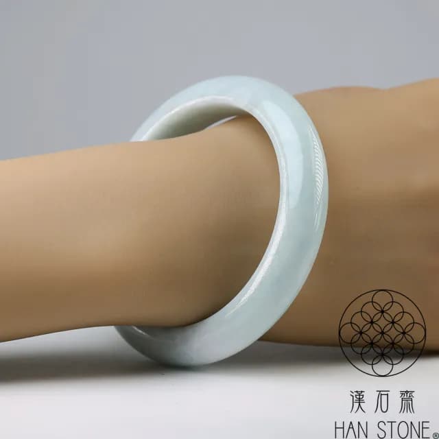 【漢石齋】情人節禮物 天然翡翠A貨 手鐲玉鐲 飄花種 福 利 品(手圍18.4/版寬12.9mm)