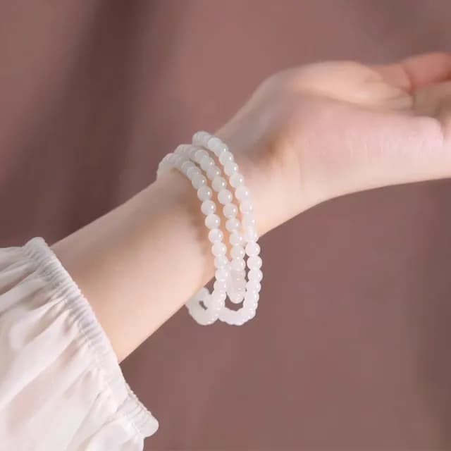 【KT DADA】雙11 父親節禮物 和田玉手串 飾品 手串 串珠 手鏈 平安手鍊 手鍊 玉 手串珠 手串配件 白玉手串