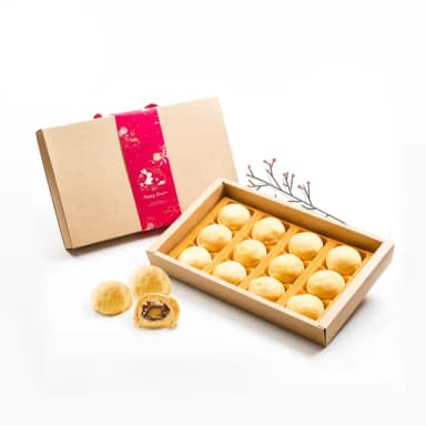 【樂活e棧】中秋月餅禮盒-黑糖麻糬月餅12入x1盒(奶素 月餅 黑糖 傳統 中秋)