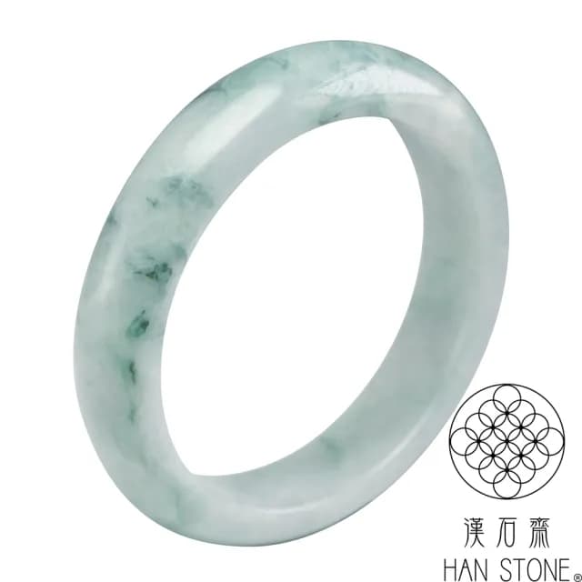 【漢石齋】情人節禮物 天然翡翠A貨 手鐲玉鐲 飄花種 福 利 品(手圍18.3/版寬14.4mm)