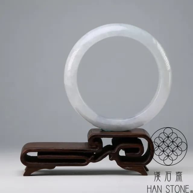 【漢石齋】情人節禮物 天然翡翠A貨 手鐲玉鐲 淺色冰糯種紫羅蘭(手圍16.3/版寬12.7mm)