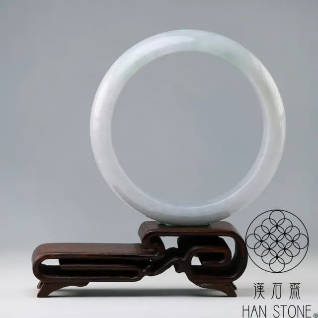 【漢石齋】情人節禮物 天然翡翠A貨 手鐲玉鐲 春帶彩種(手圍18.5/版寬16.8mm)