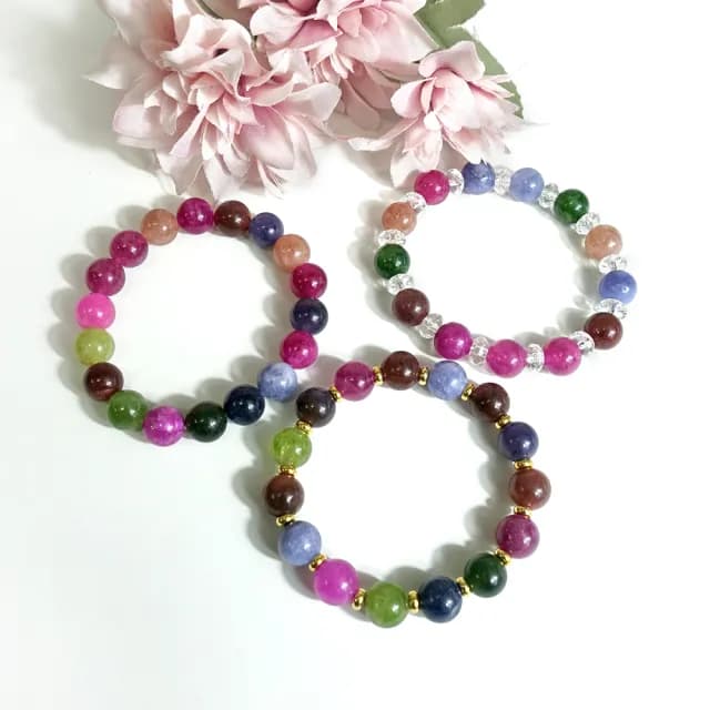 【德山珠寶】特價10mm彩碧璽玉髓造型手鍊(情人節生日禮物飾品母親節水晶手鍊/CE476)