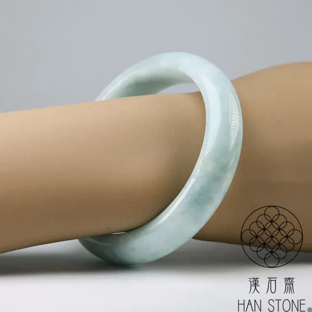 【漢石齋】情人節禮物 天然翡翠A貨 手鐲玉鐲 飄花種 福 利 品(手圍18.7/版寬14.7mm)