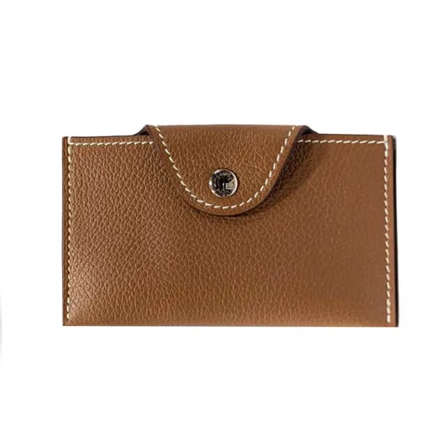 【Hermes 愛馬仕】H084986CK 經典Iliade系列素色卡片夾/零錢包(金棕色)