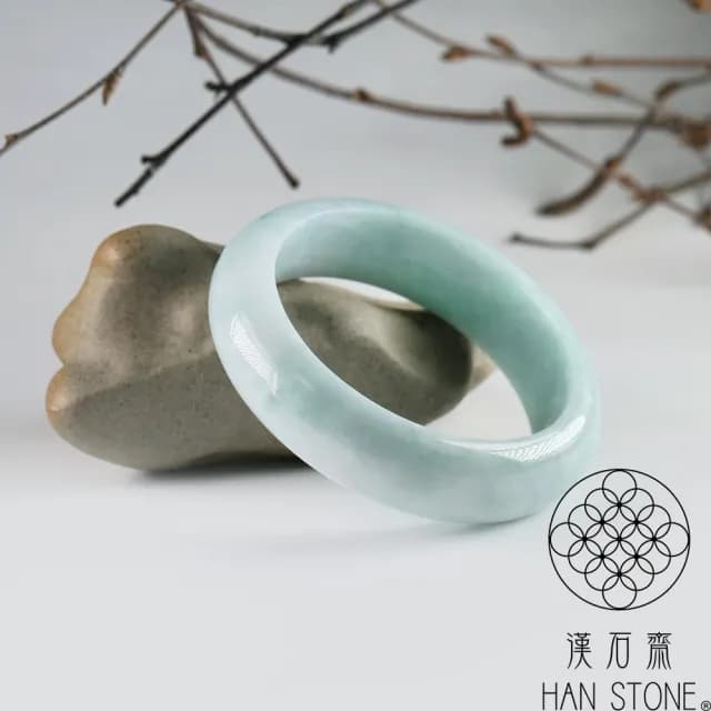 【漢石齋】情人節禮物 天然翡翠A貨 手鐲玉鐲 飄花種(手圍17.8/版寬17mm)