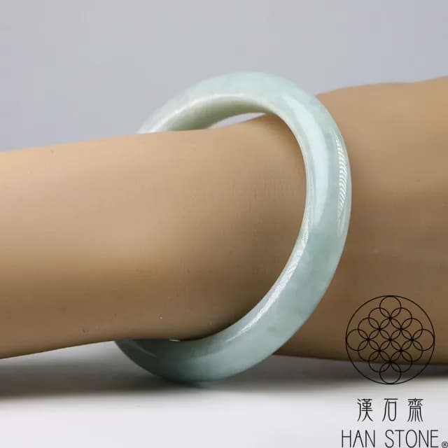 【漢石齋】情人節禮物 天然翡翠A貨 手鐲玉鐲 飄花種 福 利 品(手圍17.8/版寬11mm)