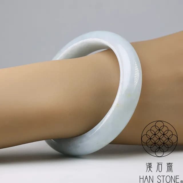 【漢石齋】情人節禮物 天然翡翠A貨 手鐲玉鐲 飄花種 福 利 品(手圍18.4/版寬13.6mm)