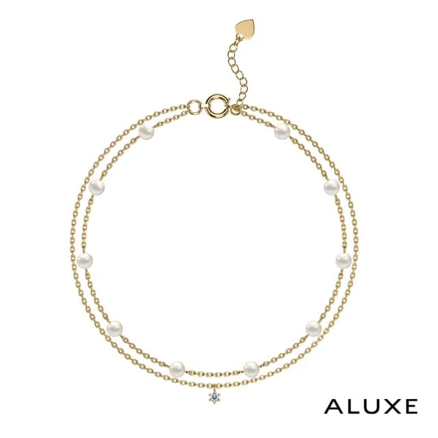 【ALUXE 亞立詩】10K金 天然淡水珍珠 鑽石手鍊 單鑽雙鍊 珍愛系列 Be Loved BR0215(珍愛系列 Be Loved)