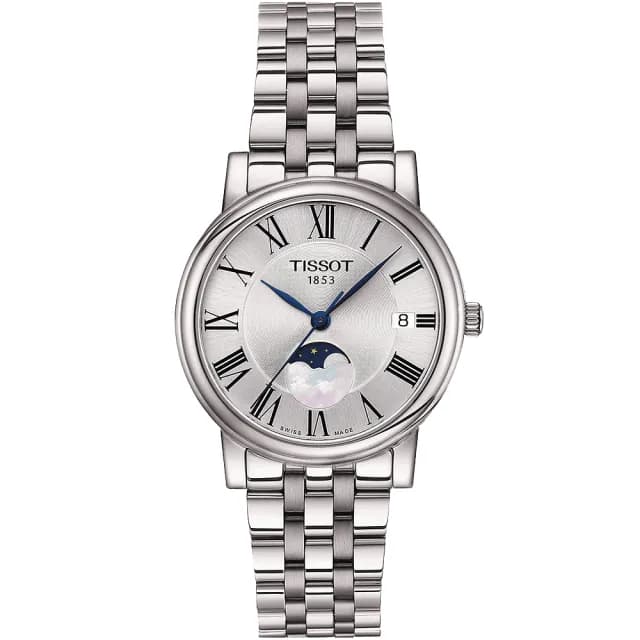 【TISSOT 天梭】Carson 羅馬月相石英女錶-32mm 手錶 送禮 推薦(T1222231103300)