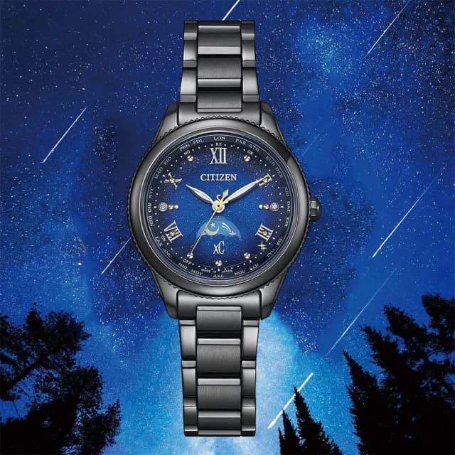 【CITIZEN 星辰】XC 夜川月 限量 超級鈦 日月顯示 光動能電波女錶 手錶 送禮 推薦(EE1007-75L)
