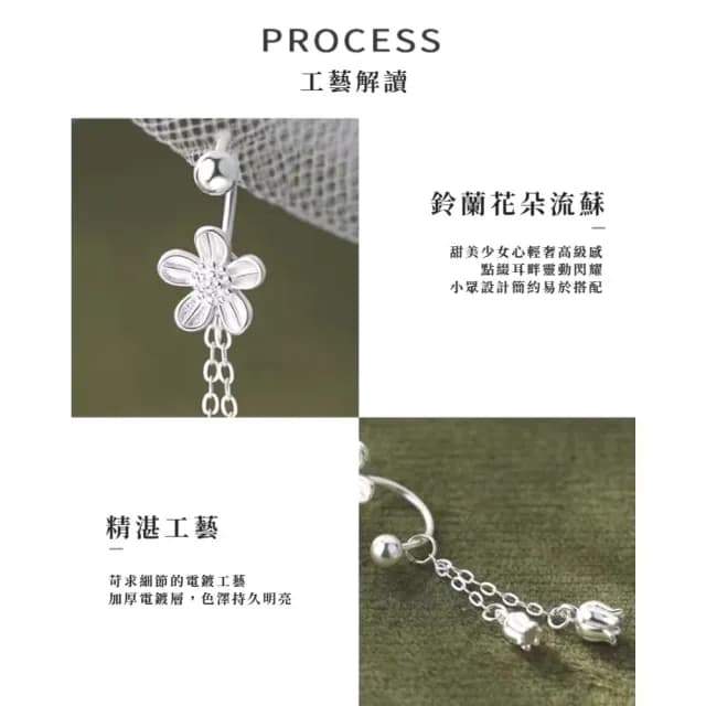 【溫婉氣質】鈴蘭花流蘇鎖珠耳環1對(耳線 耳墜 飾品 耳飾 耳針 耳釘 首飾 垂墜耳環 情人節 送禮物)