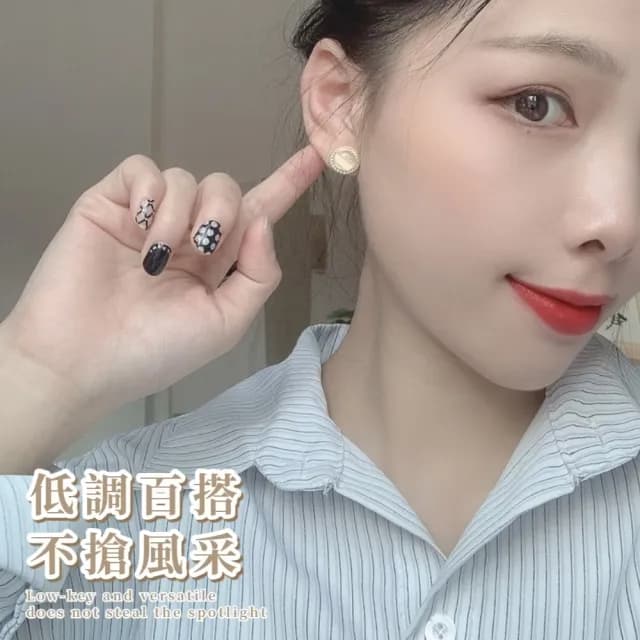 【復古時尚】優雅光澤圓形貓眼石耳釘(耳環 耳飾 耳扣 圓形 珠寶感 極簡氣質 百搭 輕奢 約會 通勤)